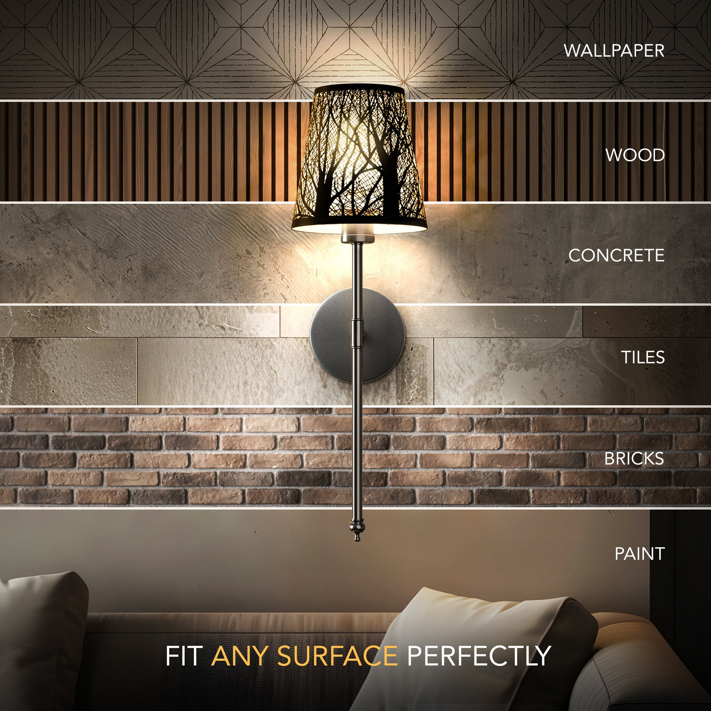 SURREE™ - WIRELESS METALLIC WALL SCONCES (SET OF 2)