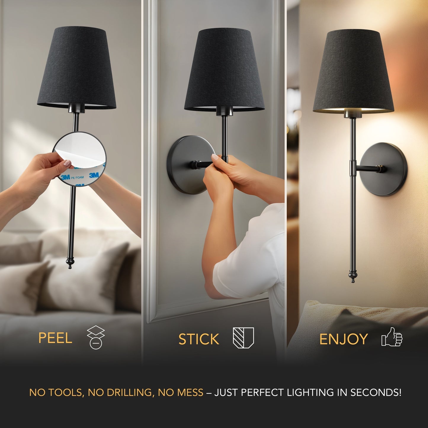 SURREE™ - WIRELESS DARK WALL SCONCES (SET OF 2)