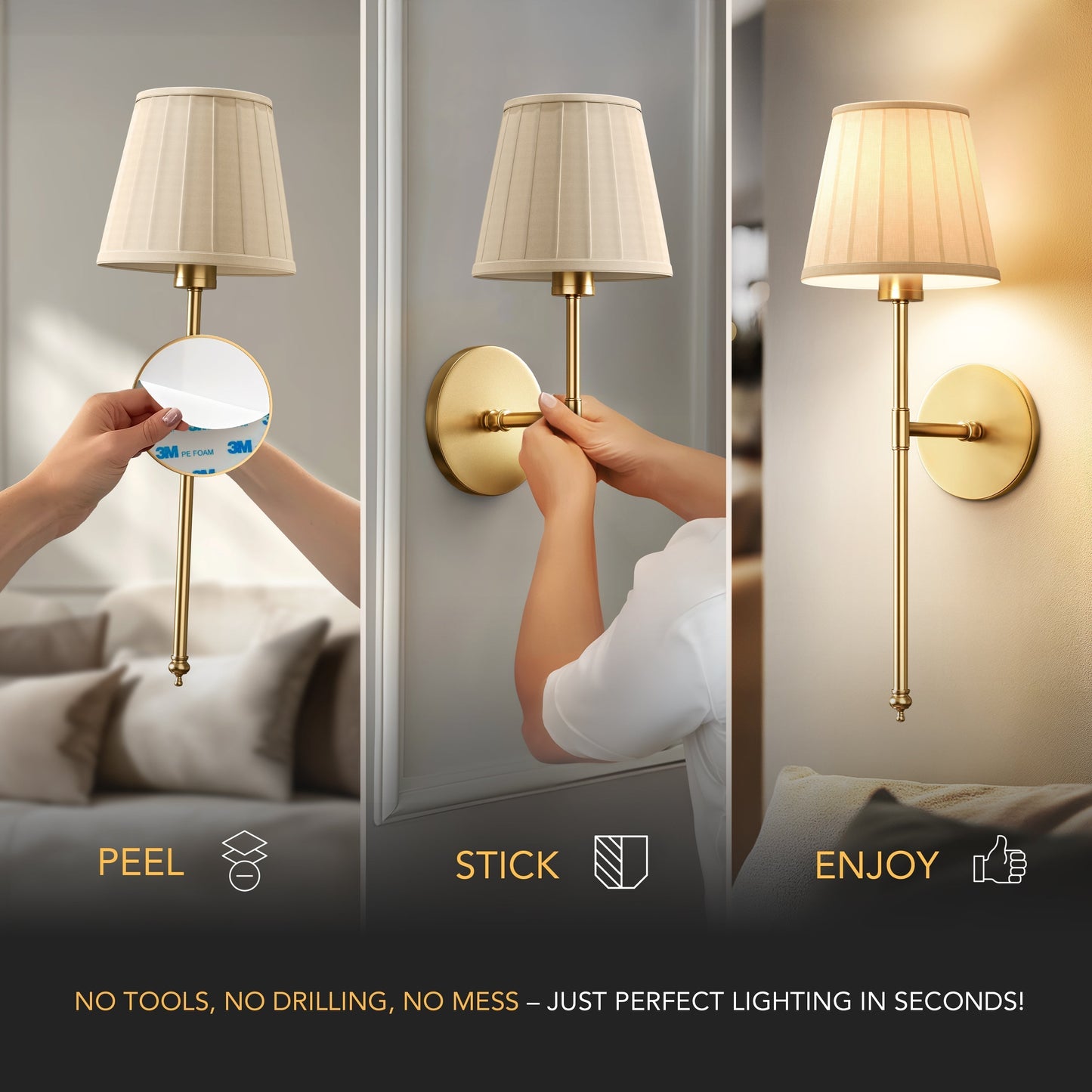SURREE™ - WIRELESS PLEATED WALL SCONCES (SET OF 2)